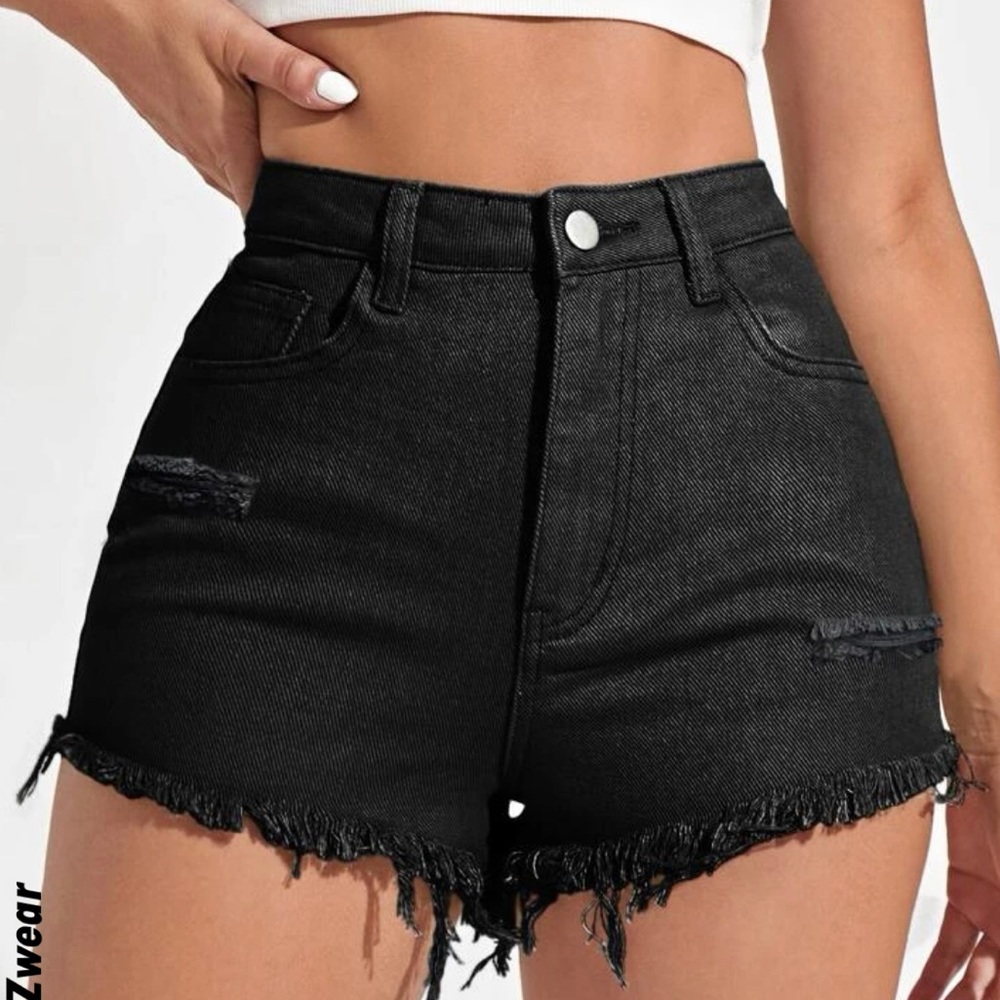 SHEIN black denim shorts